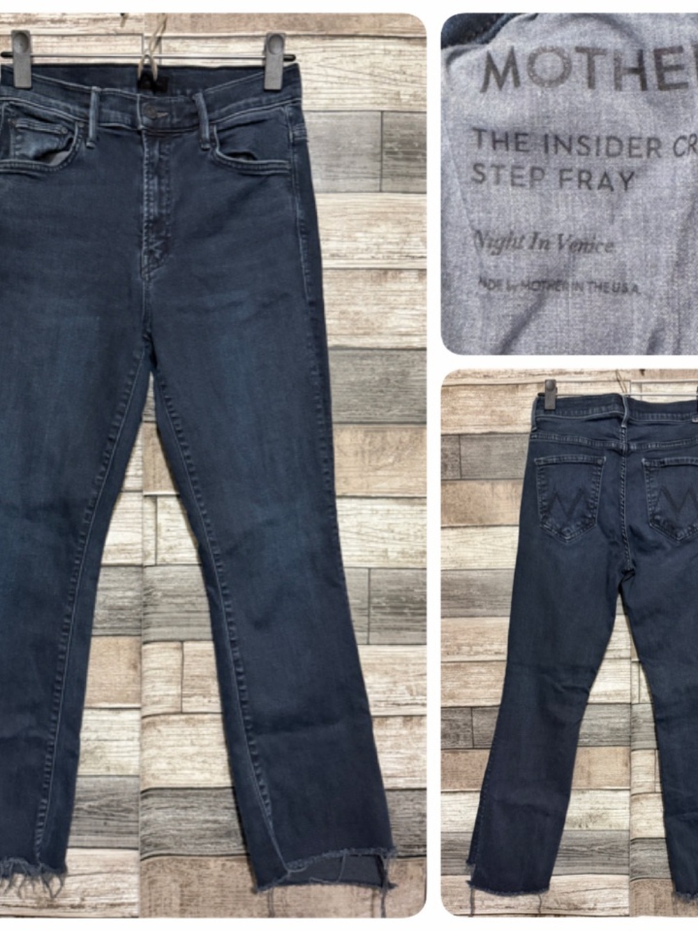 MOTHER The Insider Crop Step Fray Night In Venice Jeans Women’s 27 Blue Raw Hem